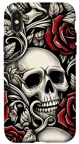 Skulls and Roses Gothic Floral Case for iPhone X/XS