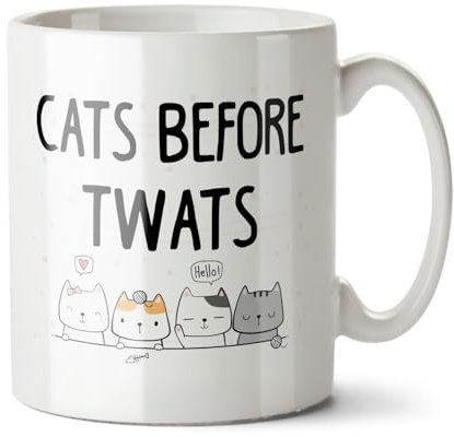 Black Raven Design - Cats Before Twats - Funny Cat Owner Gift Mug, Ceramic, 11fl oz