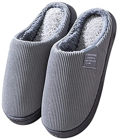 Unisex Pantofole Uomo Donna Invernali Ciabatte Peluche da Casa Scarpe Caldo Comode Antiscivolo Pantofole Calde Peluche Morbide Slippers (Grey, 43)