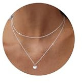 CASSIECA 2 Stück Herz Halskette Damen Silber 925 Kette Herz für Frauen Mädchen Süßes Silberkette Damen mit Herz Anhänger Silber Herzkette Schmuck Weihnachten Geburtstag Geschenke