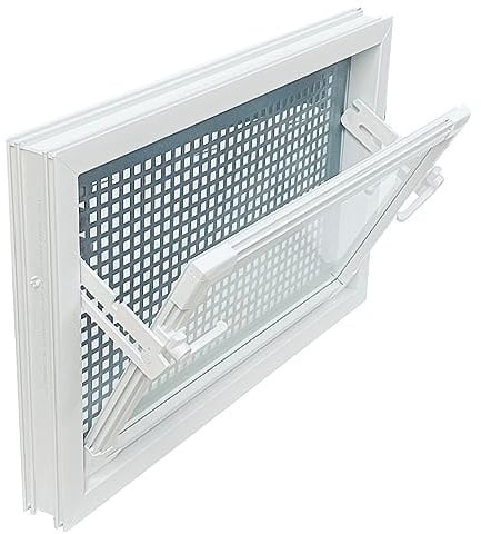Kellerfenster weiss 50 x 30 cm Isolierverglasung incl. Schutzgitter, Insektenschutz, 4 Fensterbauschrauben, 10 Fensterkeile