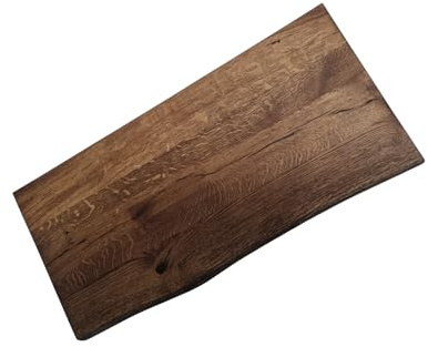 Generisch Waschtisch Platte aus Eiche Länge 40 bis 120 cm Holzplatte massiv Aufsatzbecken mit Baumkante Regal aus Holz 4 cm dick, 45-50 cm breit, Palisander Sonderanfertigung (80x45(50) x4 cm)