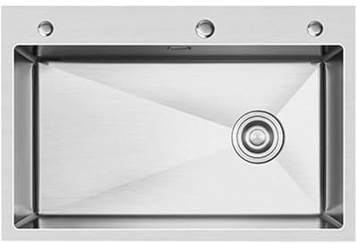 Encimera cocina, Fregadero Cocina en Acero Inoxidable, fregadero grande de un solo cuenco, Fregadero Bajo Encimera o Sobre Encimera, para bar, balcón, bar y cocina(78X45 cm/30.7 * 17.7in)