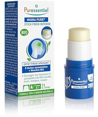 Puressentiel Headache Stick Migra Pure, Organic, Relief from Pain Caused by Tension Headaches, Proven Efficacy, Instant Refreshing Effect, 100% Pure and Natural Essential Oils, 4 g