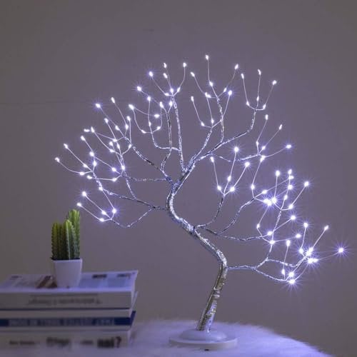 SHATCHI 50cm Tree Lamp Twig Tree 108 LEDs Cool White Birch Tree USB/Battery Operated Tabletop Bonsai Tree Wire Tree for Christmas Decorations