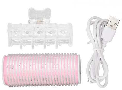 Heated Hair Roller, Fashionable Intelligent Electric Heated Roller Curling with Clip Pink for Curly Bangs Hair Inside Button Curls Pink