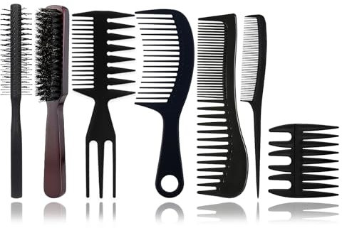 WhaleO 7 Stück Kamm Set Styling Kamm Männer Kamm Herren Haar Kamm Kamm Frauen Kamm für Locken Friseurkamm Stielkamm Haarbürste Herren Bartkamm Männer Beard Comb Kamm Breit Hair Comb Friseur Zubehör