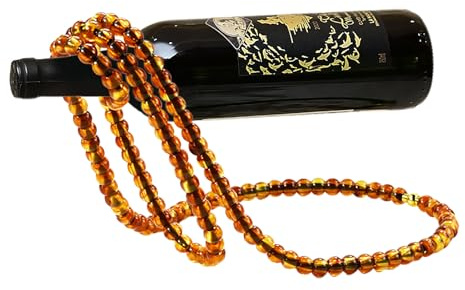 Marooma Wine Bottle Holder, Pearl Necklace Shaped Floating Wine Bottle Stand, Single Wine Rack, Artificial Pearls Tabletop Floating Wine Rack, Metal Wine Bottle Holder (E)