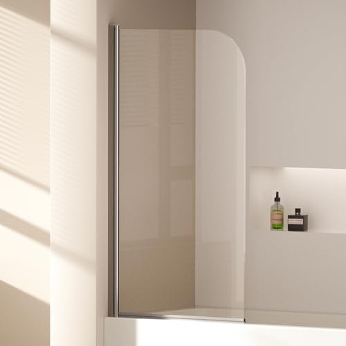 EMKE Paroi de Douche pour Baignoire 70x140 cm, Pare-baignoire Pliant, Séparateur de Douche pour Baignoire, Paroi de Douche Baignoire en Verre Sécurit 6 mm