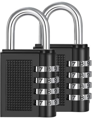 Combination Padlock for Gym Locker,4 Digit Outdoor Waterproof Resettable Combination Padlock for School Gym Locker, Shed, Cabinet, Tool Box, Garage, Gate, (2 Pack Black)