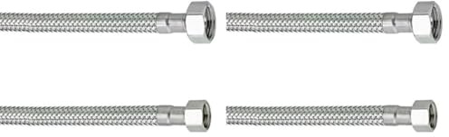 Cornat T317327270 Flexibler Verbindungsschlauch, Hochwertige Edelstahl Umflechtung, Anschlussschlauch für Wasserhahn, Armaturenschlauch Flexschlauch, 300 mm, 1/2 Zoll und 3/8 Zoll IG,Silber