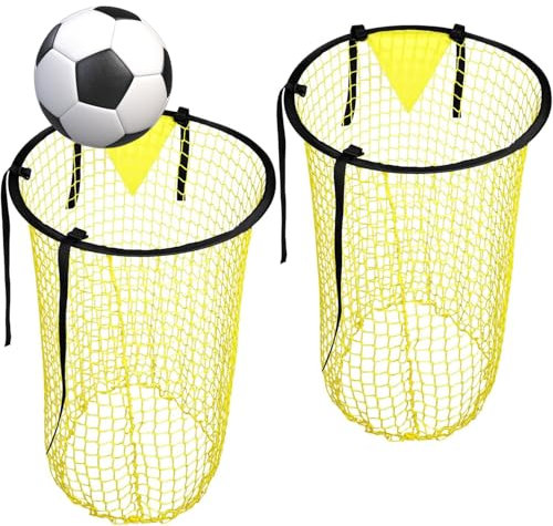 MOLHEM Foldable Football Goal Net 2 Pack, Durable & Portable Soccer Training Equipment, Top Bins Target for Shooting Practice, Backyard Games, Kids & Adults (Indoor/Outdoor Use)