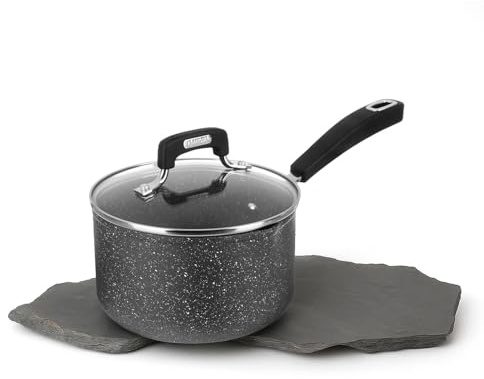 KASANOVA Casseruola antiaderente 18 cm con manico, per induzione e tutti i piani cottura New Petra Dark