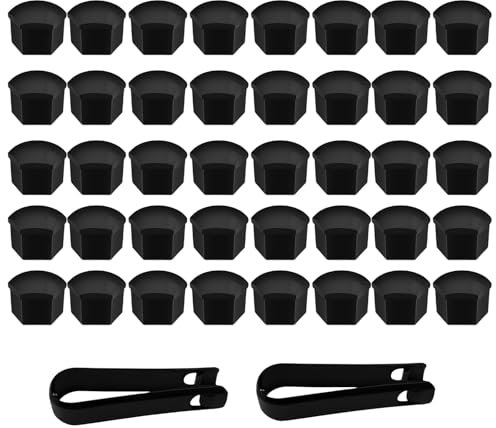 ClcIosis 42 Stück Radschraubenkappen 17mm, Radbolzen Kappen 17mm, Radmuttern Kappen mit Entfernungswerkzeugsatz für Autos (schwarz)