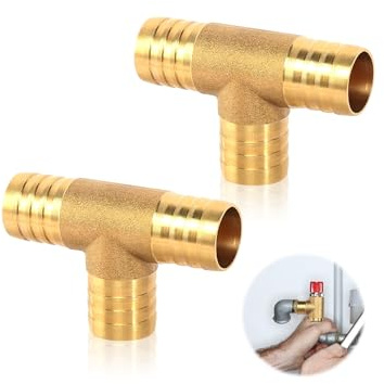Mässing T-stycke 3/4 tum slangmunstycke 3/4 tums slang T-stycke för tryckluft vatten olja slangfördelare T-slangkontakt 19 mm T-slangkontakt för luft vatten gas olja rör tryckluftsslang