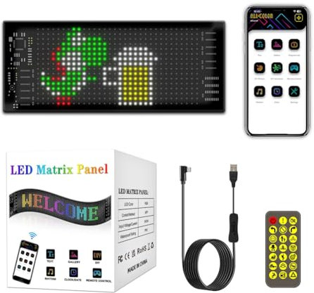 PpAaJK Panel Matriz LED Pantalla Flexible Pantalla Parabrisas Deslizante Publicidad LED Car Sign RGB DIY Control App Luz de Señalización