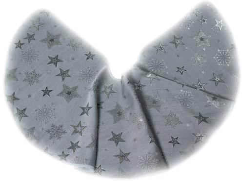 texpot Weihnachtsbaumdecke 100 cm rund hellgrau Stickerei Sterne Weihnachten Baumdecke Tischtuch
