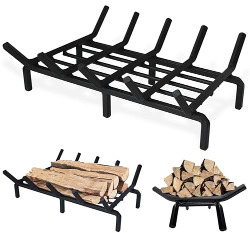 Griglia per camino 16 pollici Griglia per braciere in ferro Supporto resistente per legna da ardere per caminetto interno, casa, campeggio, focolare all'aperto, elementi essenziali, braciere