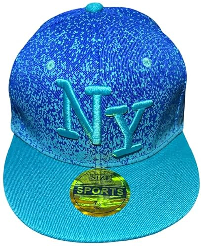 Cappello New Y Blu e Azzurro Lettere Azzurre Moda Uomo Berretto New Era Sport Taglia 7 1/4 58cm Gadget Accessorio Idea Regalo Uomo Donna Bambino