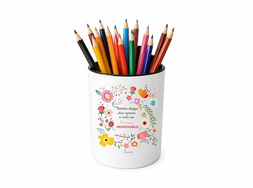 Générique Pot à Crayons Maîtresse Personnalisé 325 ml – Cadeau Fin d'Année Scolaire – Maîtresse Incroyable – Pot Stylos Coloré avec Prénom