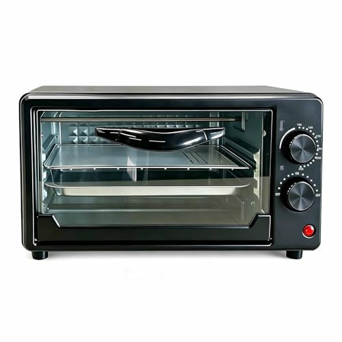 Kortemora 13L Mini Electric Oven Countertop, Compact Toaster Oven with 60 Min Timer & Adjustable Temperature, Multi-Function for Baking Roasting Toasting, Includes Baking Tray & Wire Rack, Black