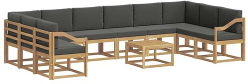 vidaXL Outdoor-Sofagarnitur mit Kissen 11 pcs Weiß und Anthrazit, Akazienholz Sofa, modernes Garten-Sofa, wetterfestes Sitzmöbel, Flexibles Möbelstück für den Hinterhof