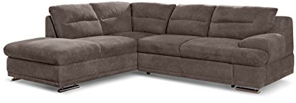 Mivano Schlafsofa Coast / Großes Ecksofa mit Schlaffunktion, Stauraum und Ottomane links / 264 x 88 x 217 / Mikrofaser: Dunkelbraun