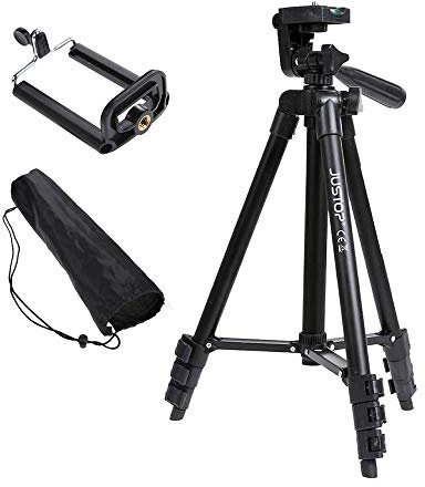 JUSTOP Lightweight Tripod Stand With Phone Holder, Aluminum, For Phone, Digital Camera, SLR, DSLR, Camcorder, Action Camera Etc