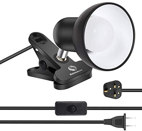Clip on lamp,360 ° Rotating Clip Book Light Portable Reading lamp, Clip in The Desk/Table/Double Bed/Cabinet Lighting (Desk lamp,Seven Colors for Your Choice) (Black)