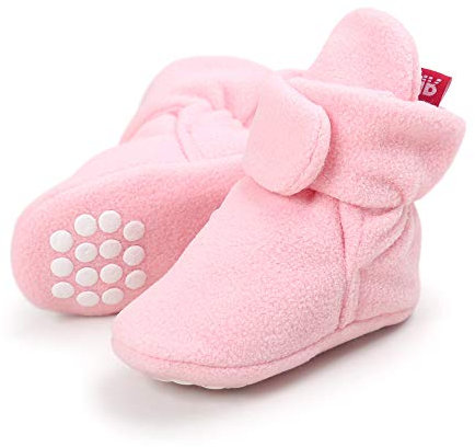 LACOFIA Kleinkind Baby Jungen Mädchen rutschfest Weiche Sohle Slipper Stiefel Winter Krabbelschuhe Rosa 6-12 Monate