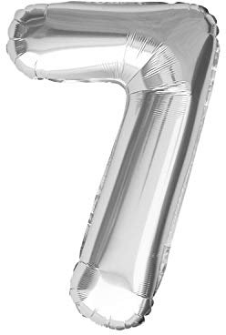 Oblique Unique® Folien Luftballon mit Zahl Nummer in Silber für Geburtstag Jubiläum Party Deko Folienballon - Zahl wählbar (Nr 7)