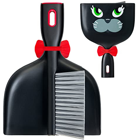 VIGAR - Ensemble Brosse et Pelle - Idéal pour Les Miettes - 19 x 4 x 25,5 cm - Félix - Nettoyage dans Les Coins Étroits - Idéal pour Table et Comptoir - Noir