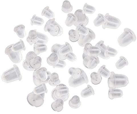 Ogquaton Lot de 100 fermoirs en caoutchouc translucide pour boucles d'oreilles Blanc 4 x 6 mm