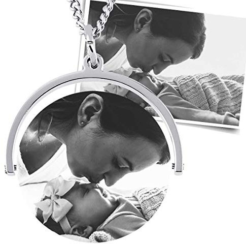 Damenanhänger mit Foto Gravur Kettenanhänger Kette mit Bild Gravur - inkl. Fotogravur Bildgravur - Edelstahl AH440bi-2 - mit AMAZON KONFIGURATOR direkt online gestalten !