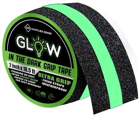 Supplies Sense Glow in the Dark Griptape (5,1 cm x 4,6 m) - Leuchtet heller und hält länger - ungiftig, tierfreundlich, rückstandsfrei - sicher für Wände und Böden - perfekt für Partys