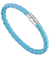 ADGJL Herren Leder Geflochten Armband,Mode Beliebt Lederschmuck Hellblau Handgemachtes Geflochtenes Seil Minimalismus Charme Manschette Armband Mit Graviertem Verschluss Für Paar Geburtstagsgeschenk