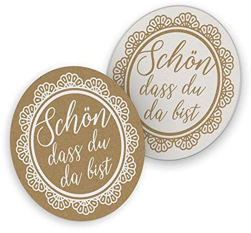 itenga 40x Bierdeckel Untersetzer aus Pappe I Schön DASS du da bist Vintage Spitze I rund, Ø 10,7 cm I ideal als Untersetzer bei Allen Anlässen