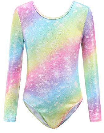 Sinoem Gymnastikanzug Kinder Mädchen Langarm/Ärmellos Turnanzug Ballettröckchen Kleid Trikotanzug Tanz Kleid Gymnastik Training Dancewear Gymnastikbody Blau/Lila/Rosa