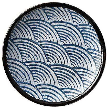 Cabilock 1pièce Assiette Céramique à Motif Vagues Marines Vaisselle Japonaise Élégante Pour Servir Salades Desserts Et Plats Variés Maison