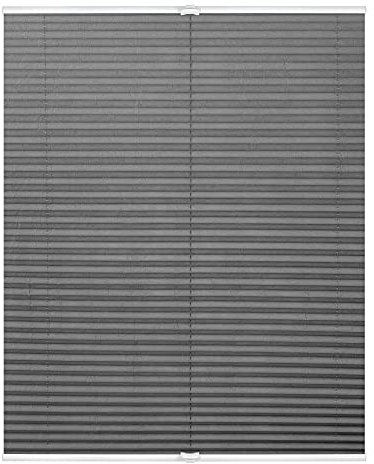 Lichtblick Plissee Klemmfix, ohne Bohren, verspannt, lichtdurchlässig, Blickdicht, Uni, mit eleganter Crushed Optik Hellgrau,90 cm x 210 cm (B x L)