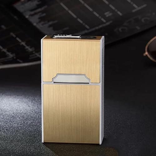 Etui mit Lichtbogen Feuerzeug Plasma Feuerzeug Geschenkartikel Geschenkidee (Gold)