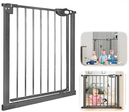 Aufun Safety Stair Gate 180° Two-Way Opening Gate, without Drilling Adjustable Doubble Lock, Automatic close Gate Door, for Children and little Pets(2,46-2,79ft, Black)