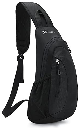 Sciphylia Sacoche Homme Bandouliere Grande Capacité Sac de Poitrine Homme et Femme Léger Étanche Sling Petit Sac à Dos pour Hommes Femmes pour Randonnée Cyclisme Voyager en Plein Air (Noir)