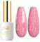 Imtiti Vernis Semi Permanent Pailleté, 15ml Rose Pailleté Vernis Gel UV Semi Permanent UV Led Soak Off Gel Nail Polish French Vernis À Ongles Gels Semi-Permanents DIY Nail Kit De Démarrage