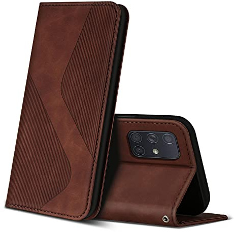 ZONNAVI Hülle für Samsung Galaxy A71, PU Leder Handyhülle mit Kartenfächer und Standfunktion, Lederhülle Flip Wallet Case Schutzhülle für Samsung A71 (Braun)