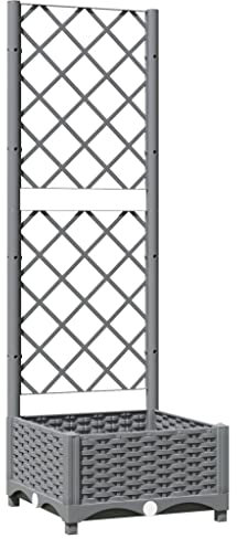 vidaXL Fioriera da Giardino e Graticcio Grigio Chiaro 40x40x121,5cm PP