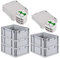 PROREGAL SuperSparSet 5x Eurobox NextGen Grip mit Scharnierdeckel und grünen Schiebeschnappverschlüssen, HxBxT 17x30x40cm, 16 L, Grau, Griffe geschlossen, Eurobehälter, Transportbox