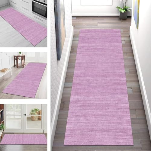 Teppich Läufer Flur Küche rutschfest waschbar Teppichläufer Lang 50X180CM Rosa Küchenläufer Flurteppich Meterware Korridor Tepiche Esszimmer Schlafzimmer Wohnzimmer Schmutzfangmatte Breit 40-120cm