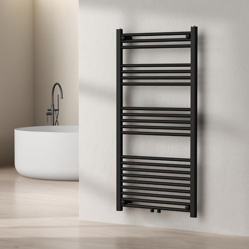 [neu.haus] Radiateur Sèche-Serviettes Chauffage pour Salle de Bain Porte-Serviettes Mural Chauffant à Eau Chaude 574 W Acier 120 x 60 cm Noir