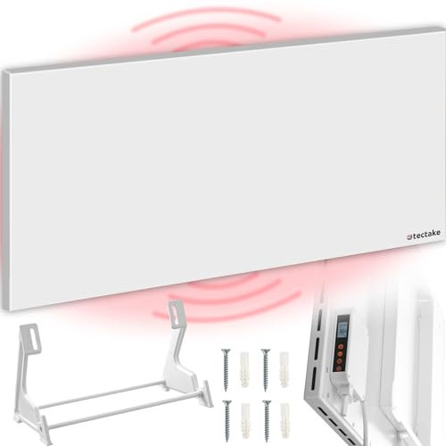 tectake® Infrarot Heizung mit Kippschutz, Thermostat und Überhitzungsschutz, Infrarotheizung für die Wand, zur Deckenmontage oder als Infrarotheizung Standgerät elektrisch (1100, Watt)